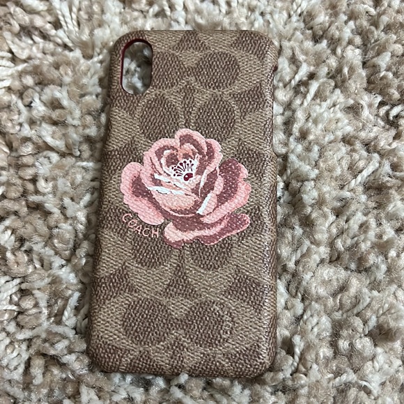 NWT Coach Tan Signature C's Snap On Hard Phone Case with Rose for iPhone X - Picture 3 of 3